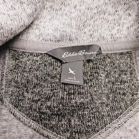 Eddie Bauer Quarter Zip Sweater Large Stone Gray Pullover Radiator Mock Neck - Picture 3 of 10